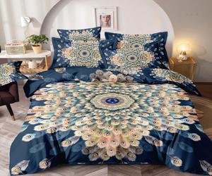 Lenjerie de Pat Finet 3D cu 2 Fete, 6 Piese, Pat 2 Persoane, Feathers
